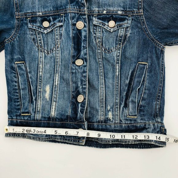 American Eagle Denim Jeans Jacket Flap Pockets - Picture 8 of 11
